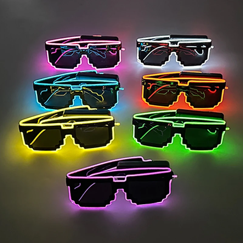 

10 colors for choice Wireless Luminous Sunglasses Cool Black Lenses Glasses With LED Neon Light Flashing For Rave Party