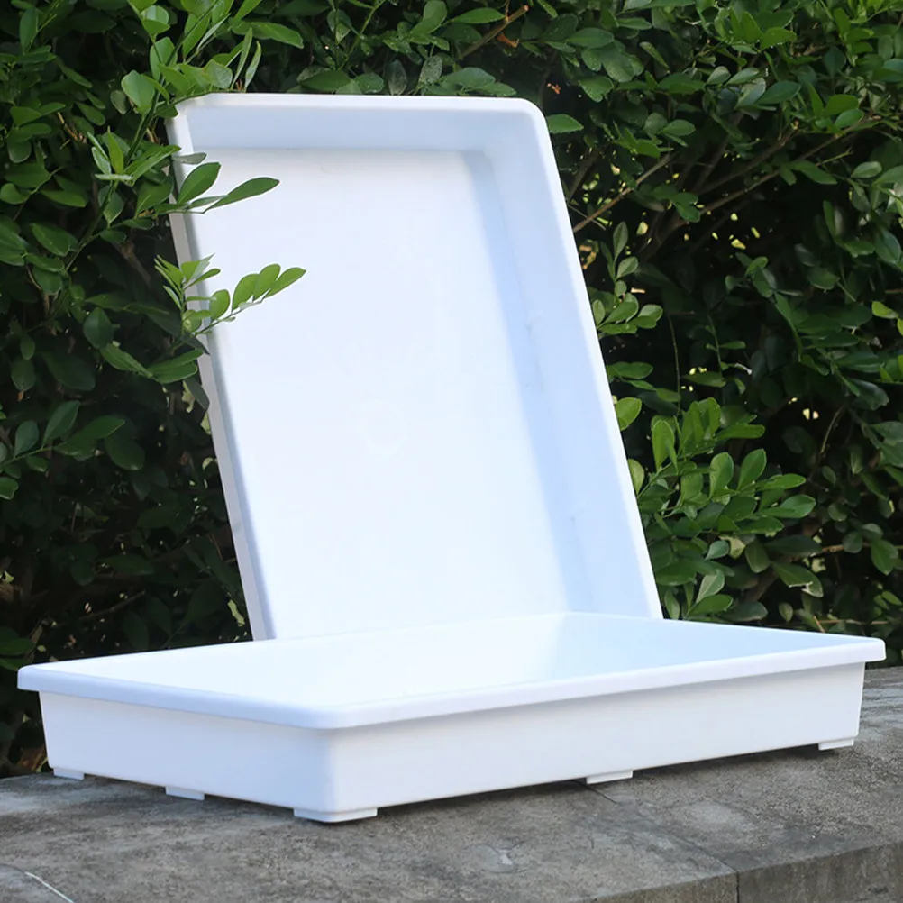 

2Pcs Strong Plastic Plant Saucer Tray Flower Pot Base Tray Rectangular Design for Water Drainage Soil Containment Garden Plant