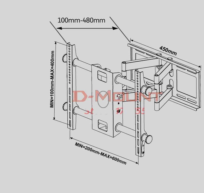DL-D-201ST 75 كجم 55 "42" 6 أذرع قابلة للسحب كامل الحركة جدار فولاذي مقاوم للصدأ سوينغ الذراع آلية رفع التلفزيون LCD الذراع جدار قوس