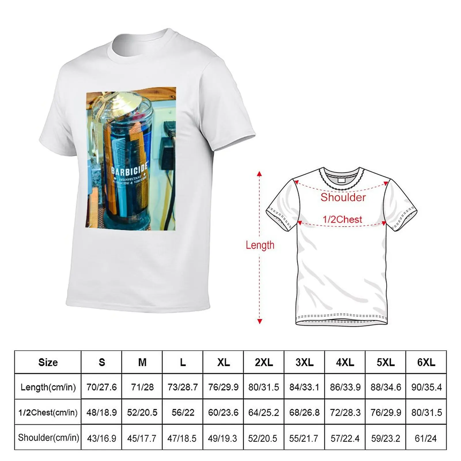 Barbershop Combs in Barbicide Jar T-Shirt Basic Casual Short Sleeve Cotton Shirt