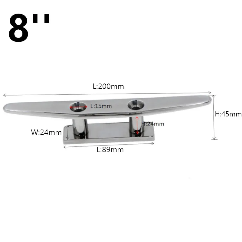 4 "5" 6 "8" Inch Gepolijst Mooring Cleat 316 Roestvrij Staal Marine Hardware Boot Cleats Voor Marine Boot Dek Touw Tie Jacht