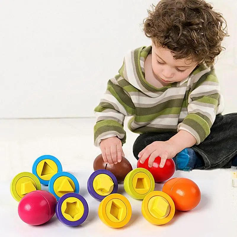 Playtime Matching Eggs Toddler Geometric Matching Eggs With Coordinated Shapes And Colors Sorter Toy For Kids, Toddler and  Boys