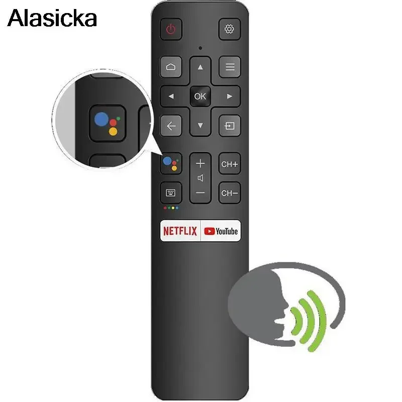 

Voice RC802V FNR1 Remote Control for TCL Android 4K Smart TV Netflix YouTube 49P30FS 65P8S 55C715 49S6800 43S434