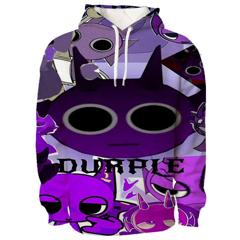 

Fun Animated Game Sprunki Incredibox Hoodies Hat Yarn Full Color Pullover 3D Digital Printed Hoodie Figure Custom Hooded Top Y2k