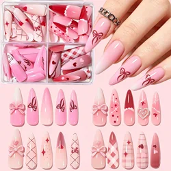 24pcs Long length Fake Nails For Cool Girls Removable Full Cover Wine Red Artificial Nail For Salon Expert And Naive Women