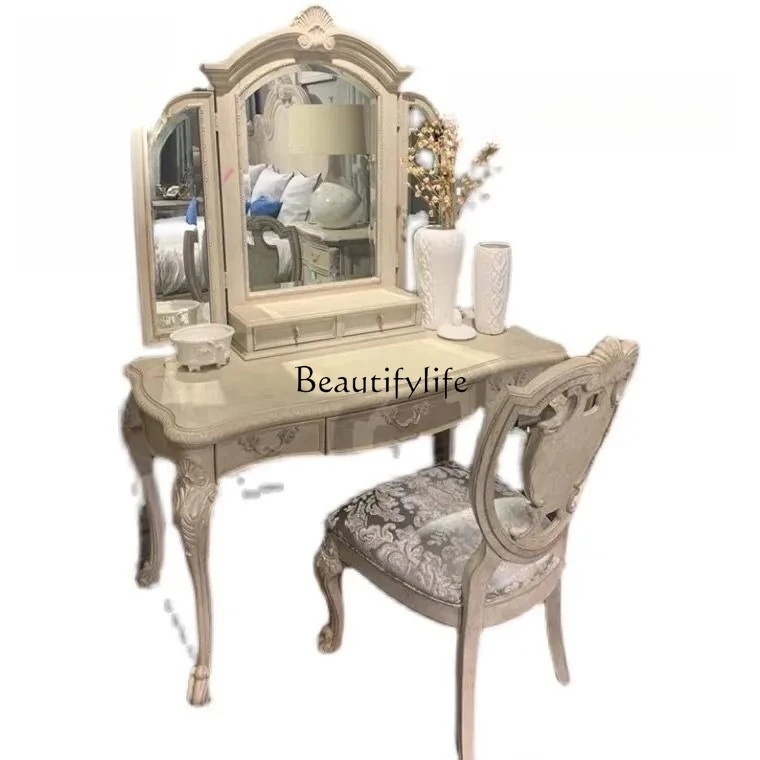 

Dressing Table American Country Ivory White Furniture French Vintage Engraving Dresser Dressing Table