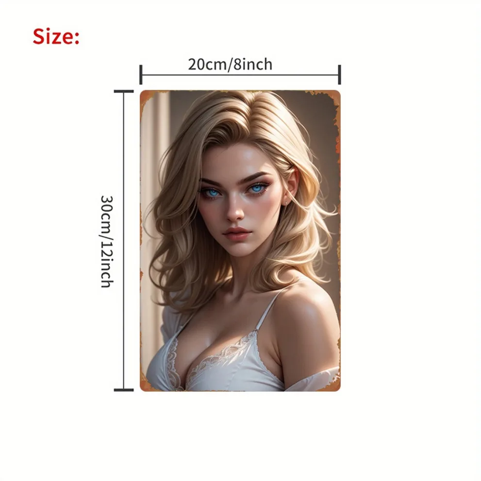 Metal Sign Woman Profile Gold Hair Wall Art 8x12 Inch Home Theater Decor