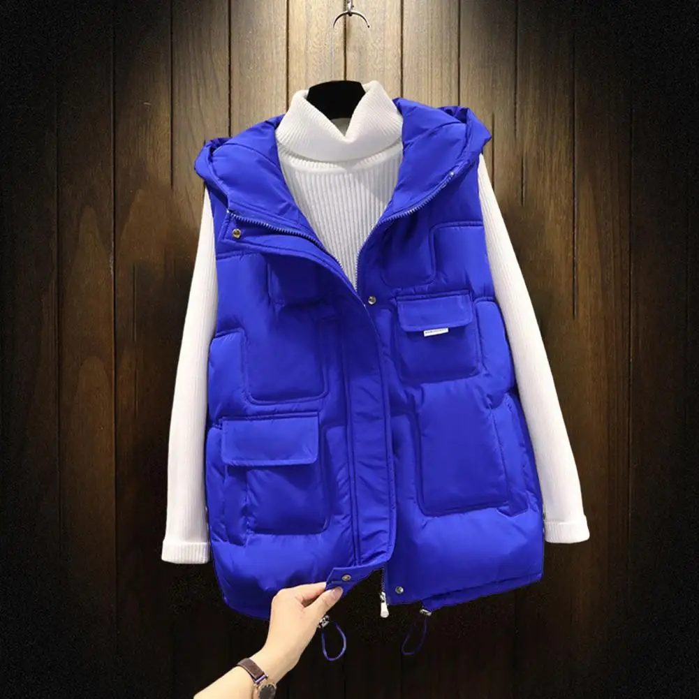 

Women Quilted Vest Quilted Vest Women's Quilted Hooded Down Vest with Pockets Stylish Sleeveless Jacket for Autumn Winter Solid