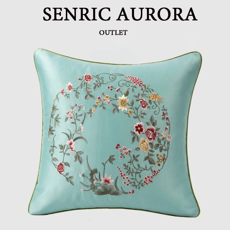 Design Luxury Cushion Cover Embroidered Flowers 30x50 45x45 40x60 50x50 60x60cm Pillowcase For Home Hotel Bed Sofa