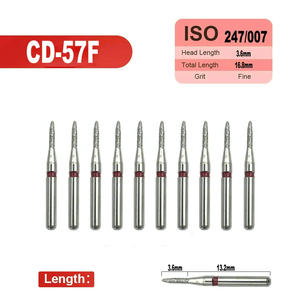 10 adet Dental elmas uç matkap FG 1.6mm diş dia-bur için yüksek hızlı el aleti diş hekimliği araçları boşluğu hazırlıkları 78 boyutları