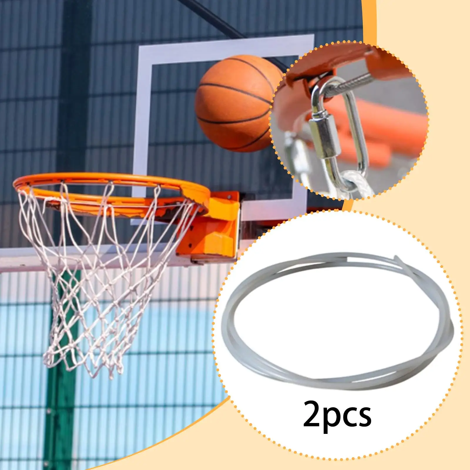 Corde de panier de basket-ball 2 pièces, corde de filet de basket-ball polyvalente haute résistance pour usage extérieur,