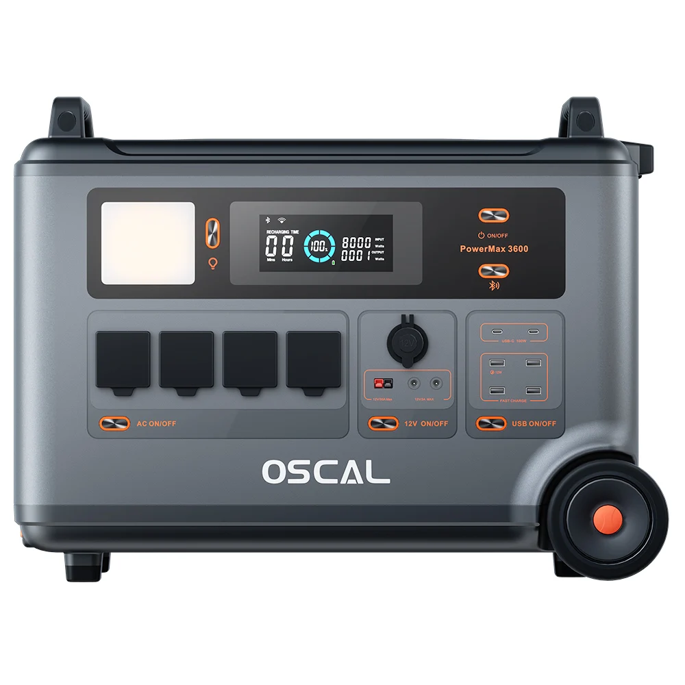 Oscal PowerMax 3600 Rugged Power Station, 3600Wh to 57600Wh LiFePO4 Battery, 14 Outlets, 5 LED Light Modes, Morse Code Signal