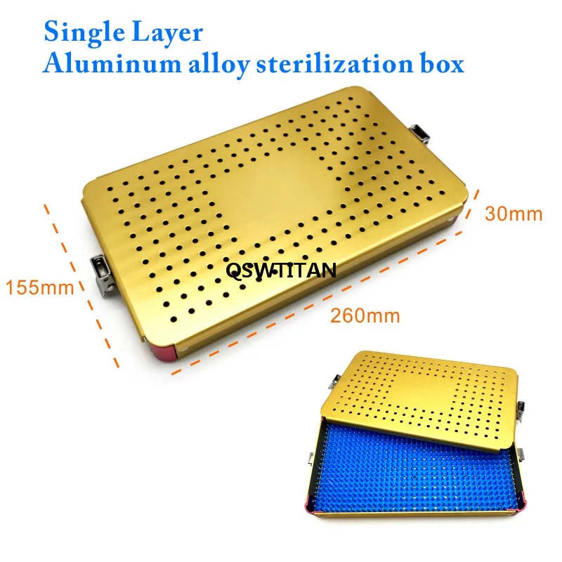 Sterilization Tray Single layer aluminum Disinfection Box Case Ophthalmic Surgical tool Autoclavable with Silicone Pad