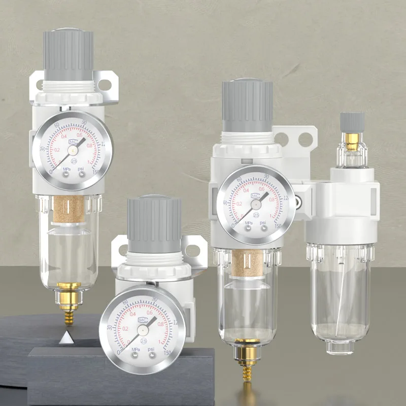 Air Source Processor AFR+AL Duplex AFC2000 Air Pressure Regulating Valve +Fittings 8mm-02 Oil Water Separation Filter Thread1/4