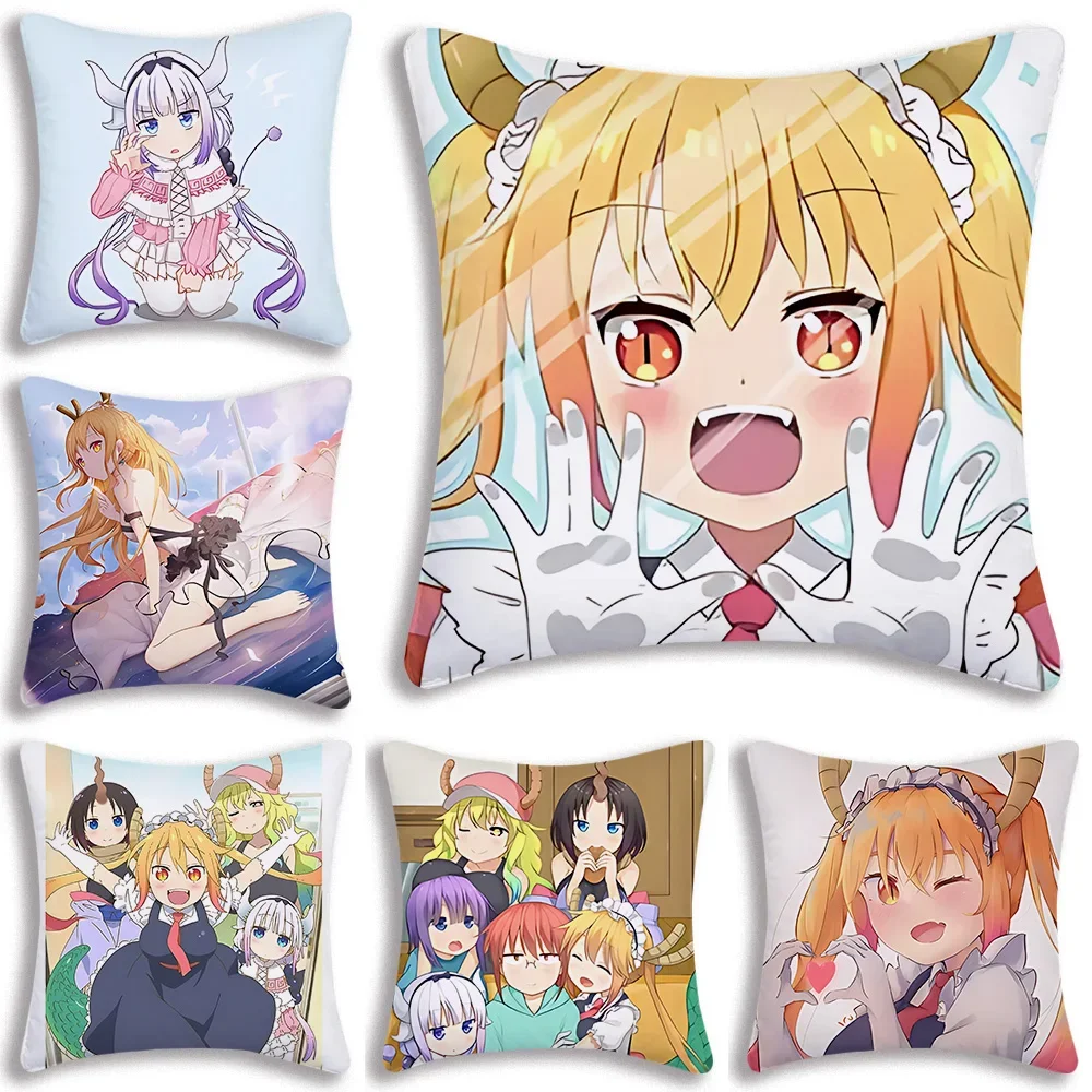 

Kobayashi San Chi No Maid Dragon Pillow Covers Cartoon Sofa Decorative Home Double-sided Printing Short Plush Cute Cushion Cover