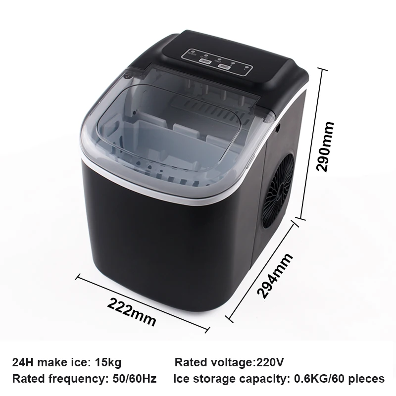 EDTID Mini Automatic Electric Ice Maker Bullet Round Block Ice Cube Making Machine 15kgs/24H Small Bar Milk Tea Coffee Shop EU