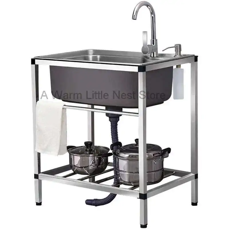 

Chinese Metal Kitchen Sinks for Restaurant Sink with Bracket One-piece Simple and Creative Household Kitchen Sink for Kitchen