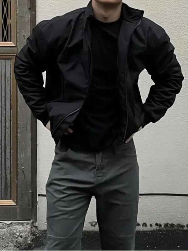 Trendy ort Volo da uomo Jaet Colletto alla coreana American High Street Sle Autunno Nuovo arrivo Casual Loose Fit Fibra di poliestere