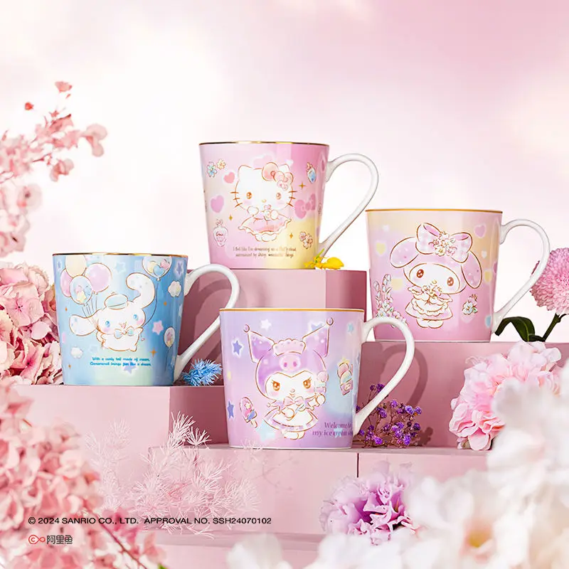 

HelloKitty Water Cup 2024 New Women's Household Bone China Cup Cartoon Girl Children's Drinking Cup