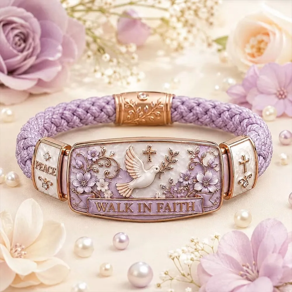Peace Dove Commemorative Women's Bracelets WALK IN FAITH Flower Bracelet Romantic Gentle Party Gift