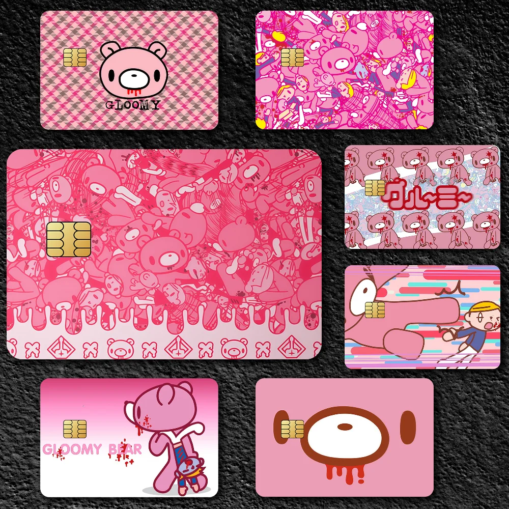 Cartoon G-Gloomy Bear K Film Skin Cover Credit Card Stickers 4PCS Debit Front Decoration Bank Bus Pass Waterproof