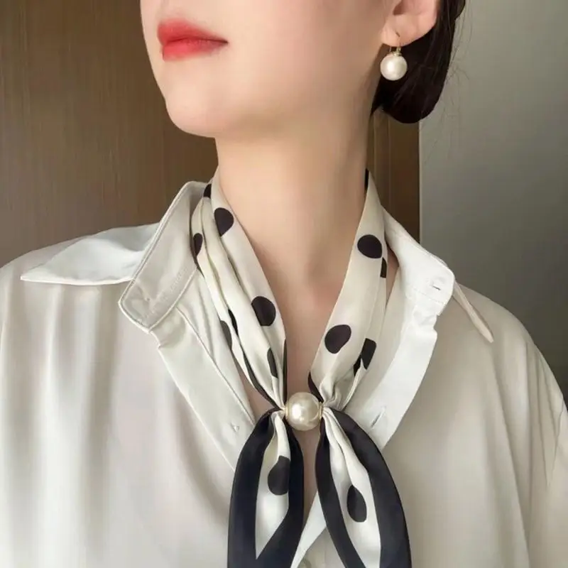 Silk Feeling Scarf for Women Skinny Belt Necktie Neck Scarf Girls Photo Props 6XDA