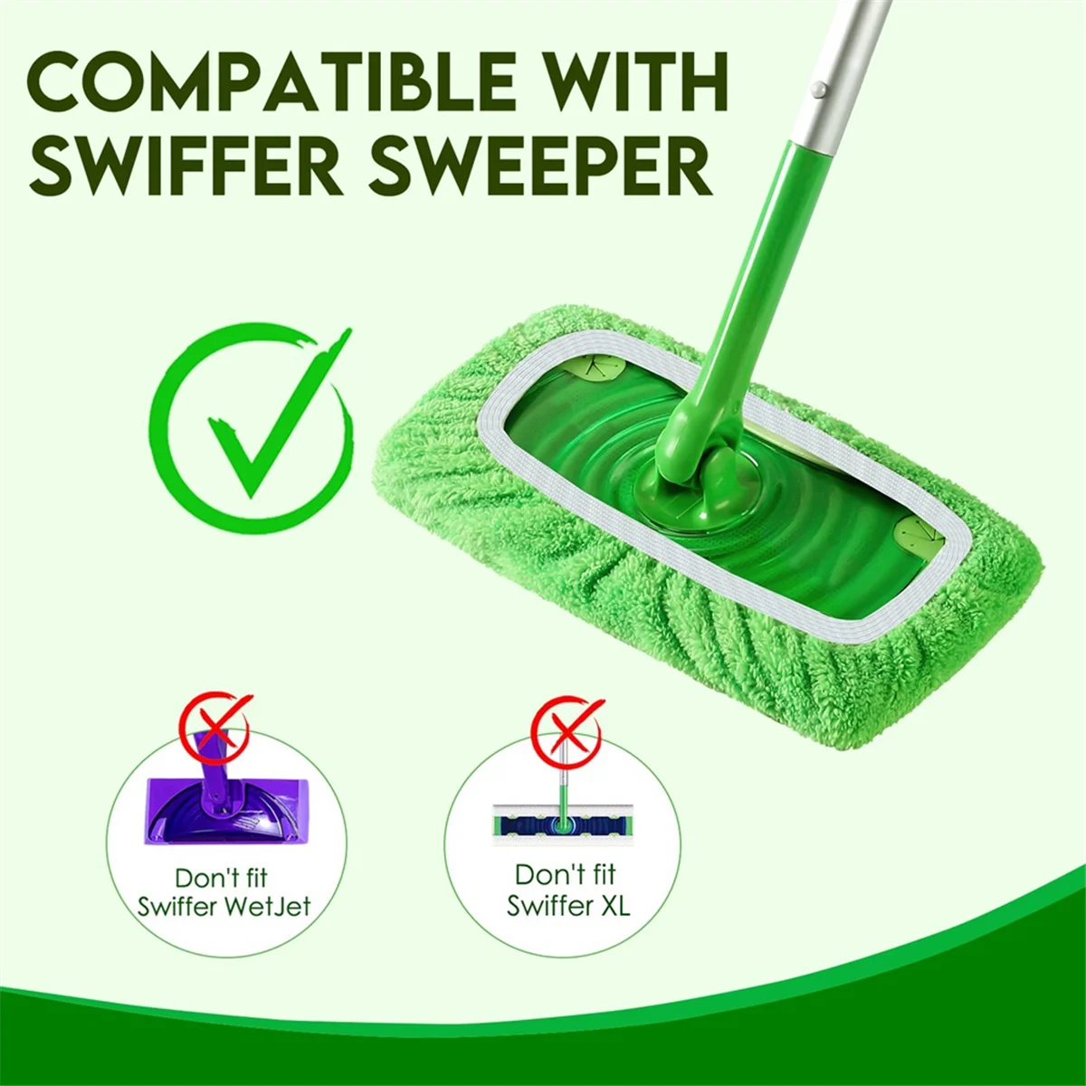 6 pezzi Mop pad ricarica per Swiffer Sweeper Mop-panni per spazzare a secco e panni per la pulizia a umido lavabili per la pulizia della casa