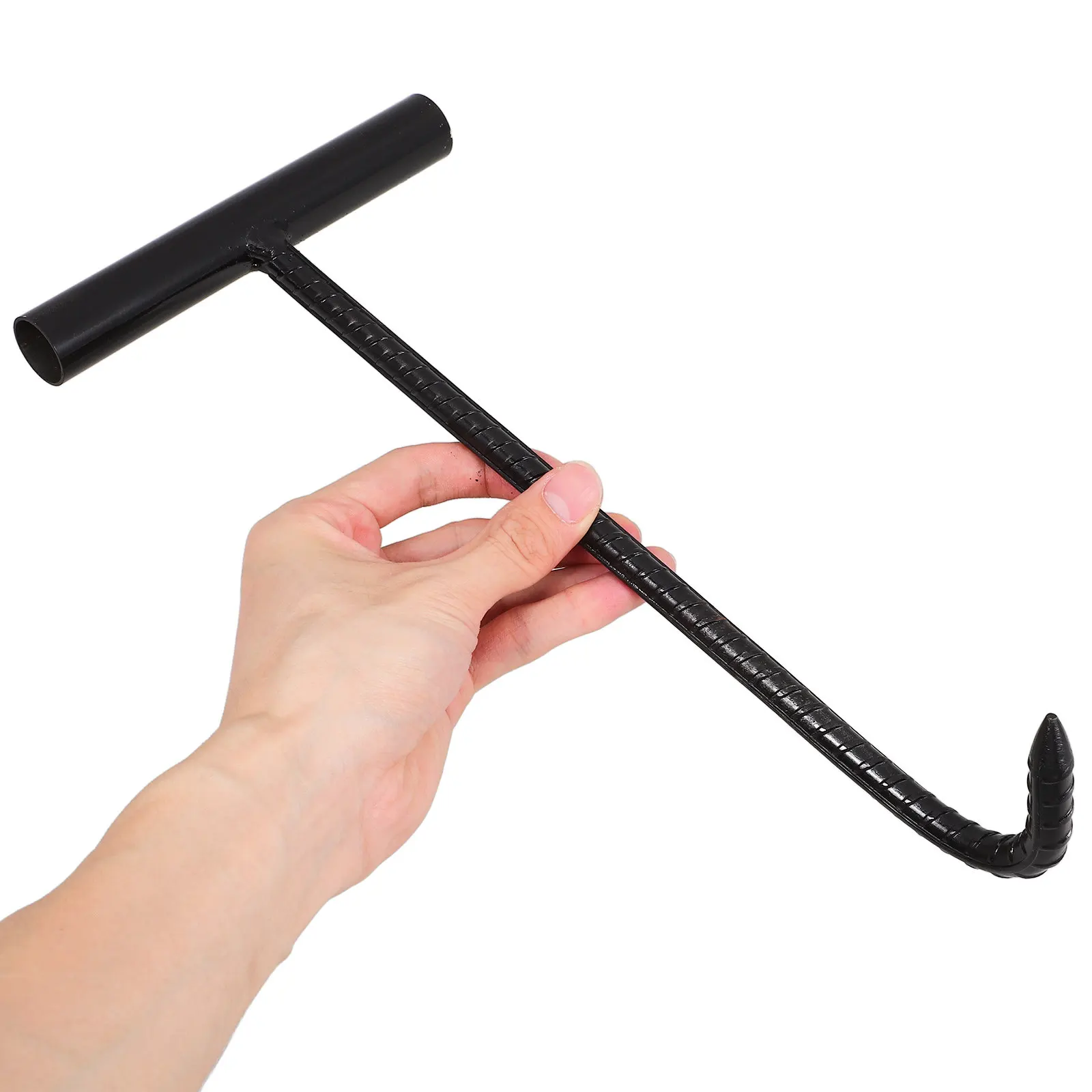 2Pcs Heavy Duty T-Shaped Manhole Cover Hook Reinforced Steel Lifting Tool for Drain Sewer Utility Lid Lifter Hand Tool