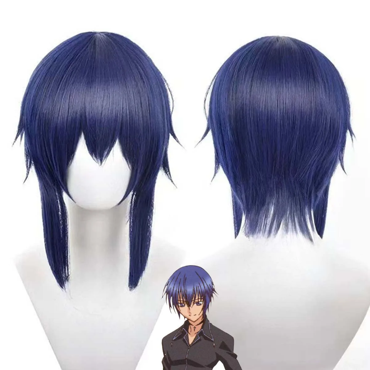 Mannen Anime Shugo Chara Cos Tsukiyomi Ikuto Diepblauw Kort Steil Haar Pruik
