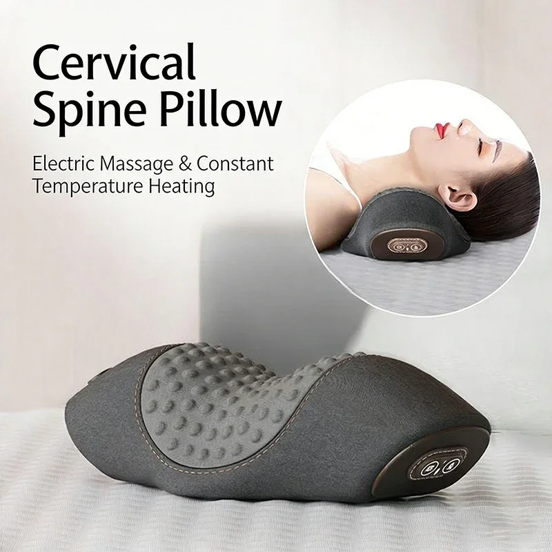 

﻿ Electric Neck Massager Pillow Cervical Stretcher Heating Vibration Massage Back Traction Orthopedic Sleeping Pillows Support