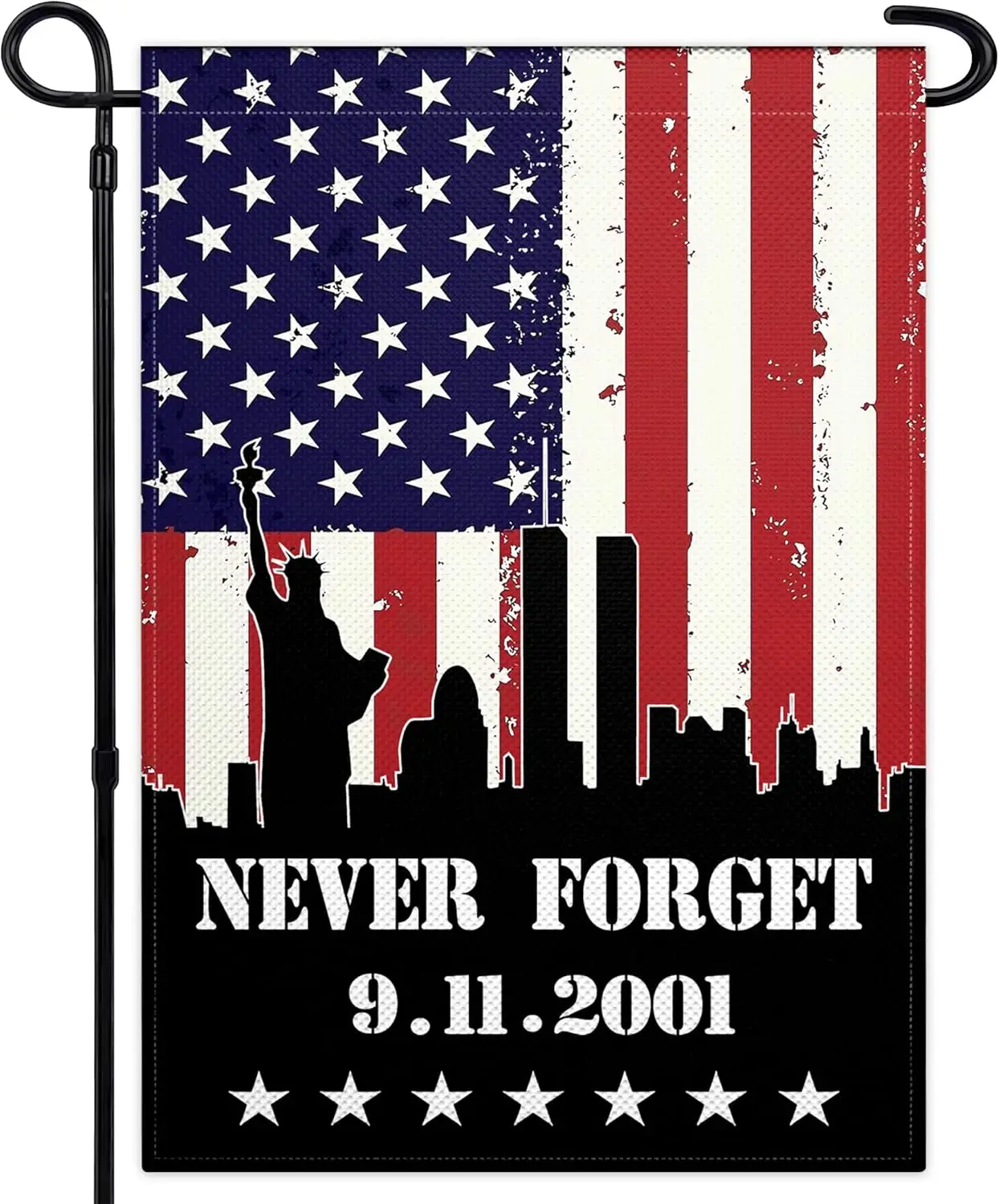 We Will Never Forget Garden Flag 12x18 Inch 9/11 Garden Flag 3ply Polyester Double Sided 911 Memorial Flag Of Heroes for Outdoor