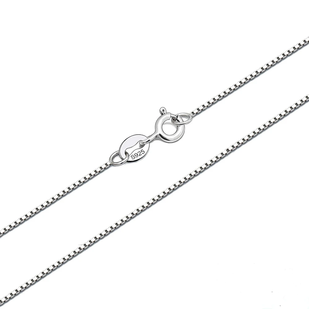 Trendy 100% Pure s925 Silver Box Chain Necklace Women Solid S925 Sterling Silver Italy Box Chains Jewelry for Birthday Gift