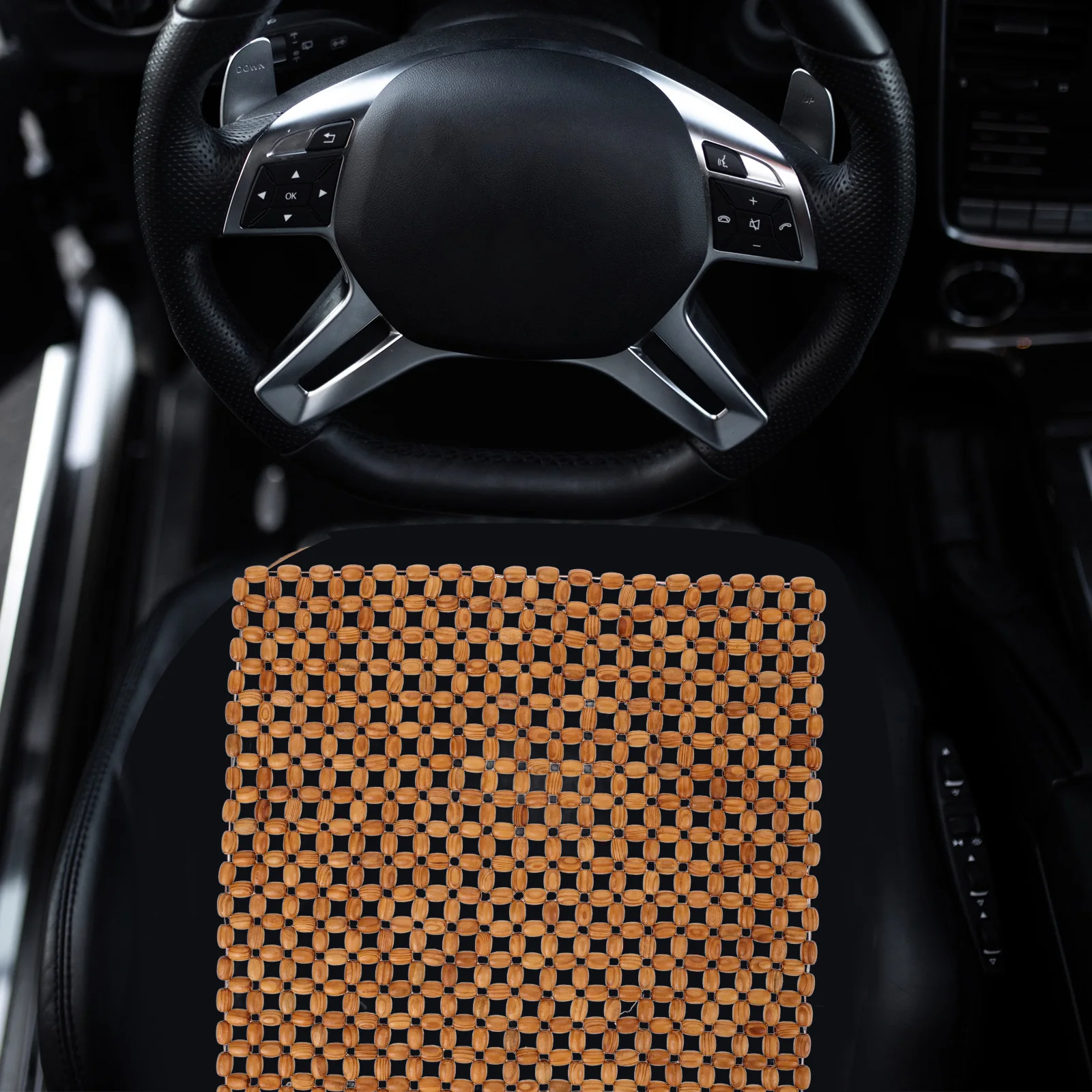 

Auto Seat Cushion Wooden Bead Handwoven Ventilated Hollow Out Design Car Seat Protector for Driving