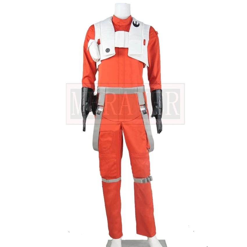 

The Force Awakens Cosplay Poe Dameron Costume X-wing Pilot Uniform Outfits Orange Jumpsuit Halloween