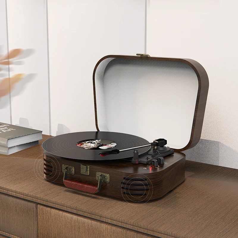 Record Player A3,  Vintage Audio Turntables 3-Speed 33/45/78RPM Vinyl Spinner with Speakers, Headphone Jack, USB, AUX-in ，RCA