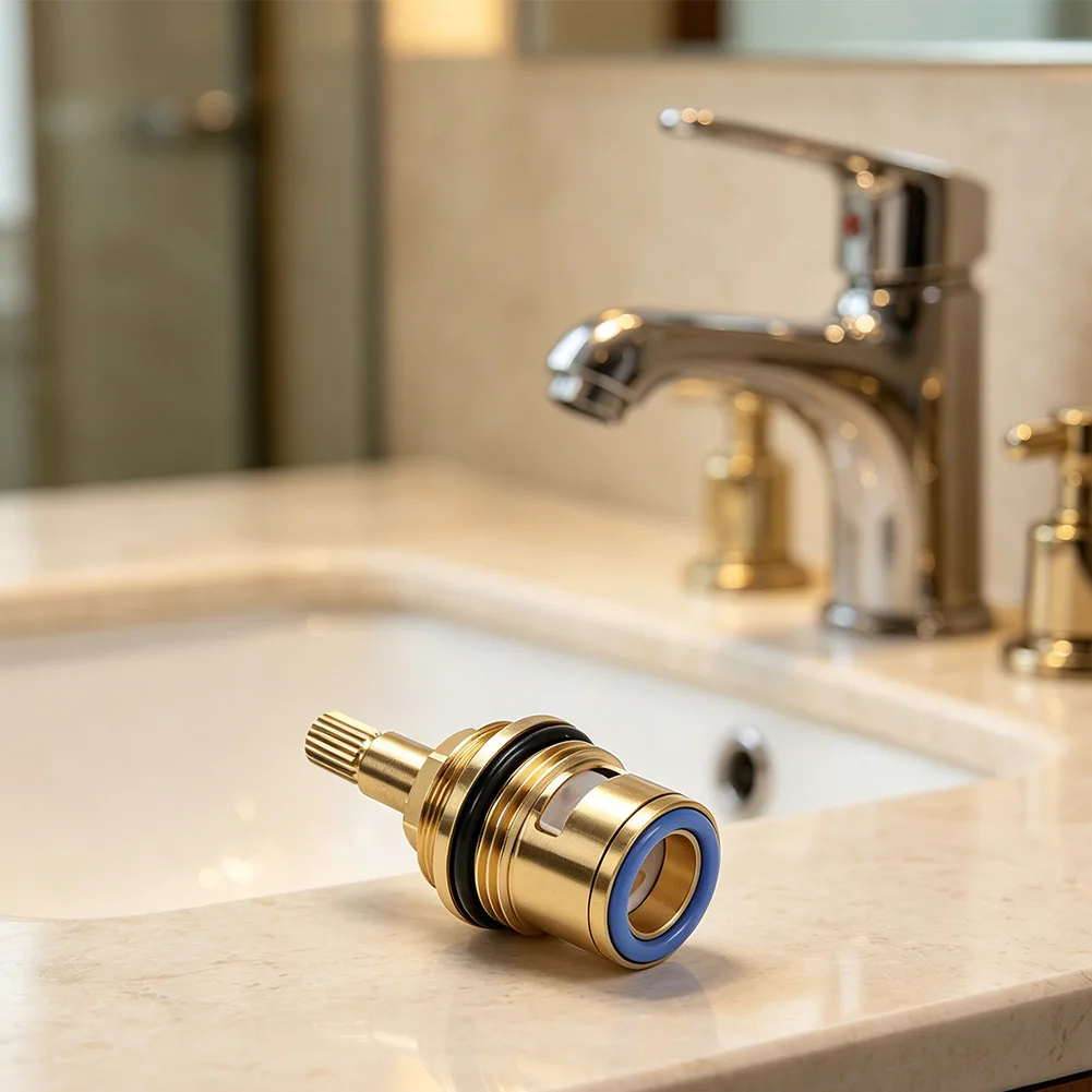 2Pcs 3/4 Inch Brass Body Disc Cartridge for Hot Cold Water Tap Valves with Reduced Hydraulic Resistance Design