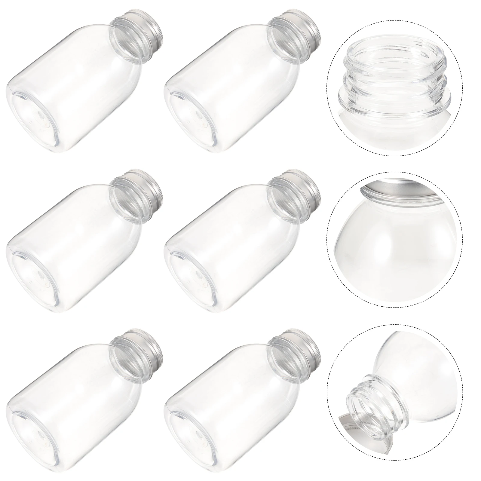 

6pcs Clear Milk Bottles Reusable Plastic Shot Containers Small Juice Drink Refillable Liquid Empty with Caps for for Beverages