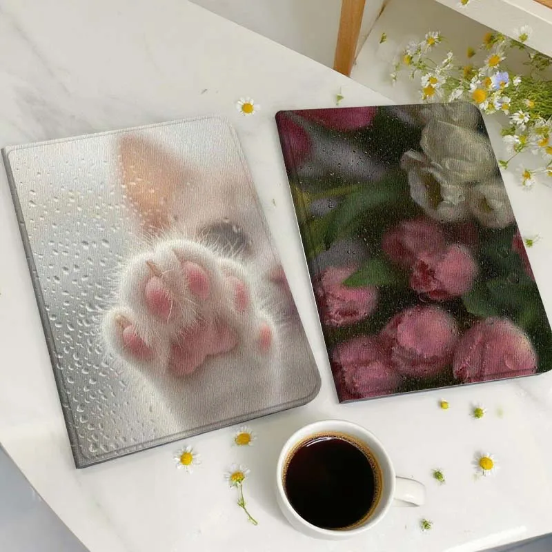 

Cat Paw Glass Raindrop Tablet Case For Huawei Honor MatePad MediaPad Air 5 6 7 11 V6 V7 V8 V9 X9 X8 T10 T10s C5e T5 Gift