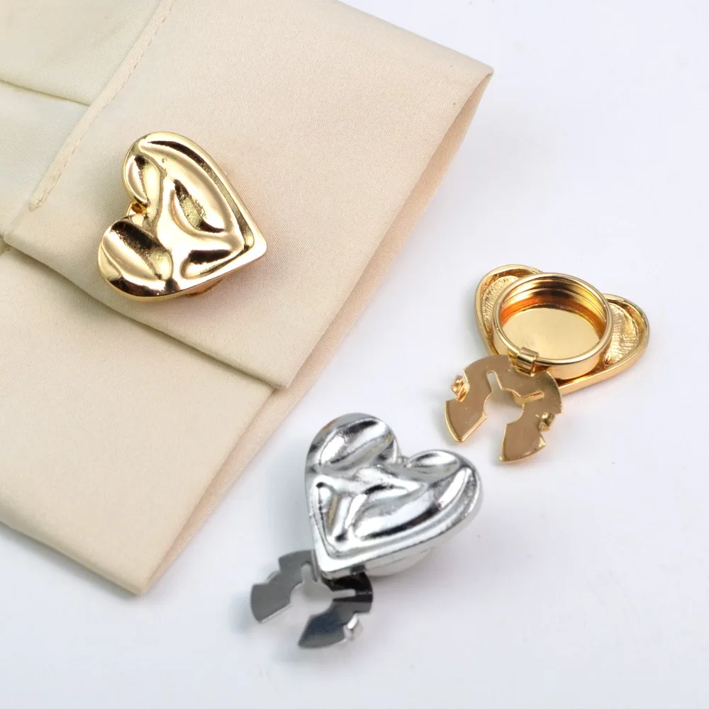 1PCS Fashion Metal Heart-shaped Cufflinks Shirt Button Covers Wedding Party Gifts Accessories Fashion Jewelry