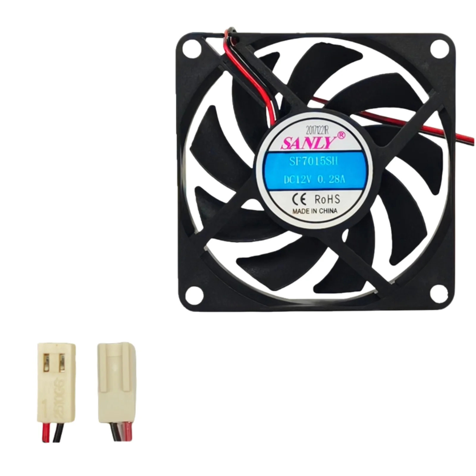 For Sanly SF7015SH 12V 0.28A 70x70x15mm 7CM 2-Wire DC Cooling Fan for CPU Case Printer Mainboard Connector 2510 2-Pin