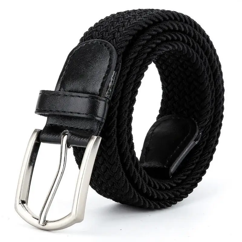 2024 110cm Long High Leather Red Black New Men Elastic Braided Belt Casual Women Canvas Korean All match Pin Buckle Popular