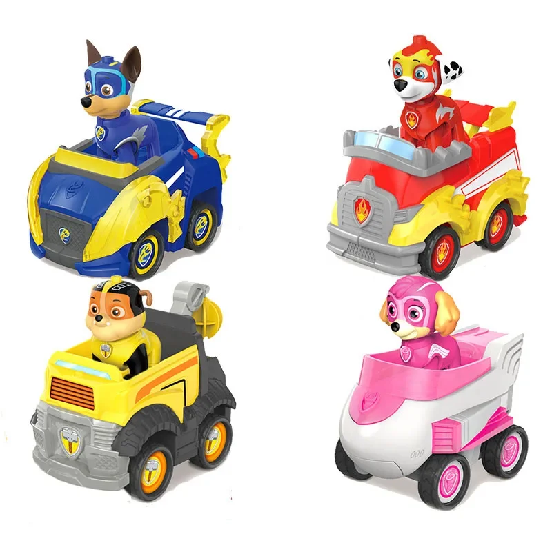 Pat Patrol Anime Toys Superpower Car Paw Patrol Building Blocks Pull-Back Vehicle Chase Skye Marshall Rubble Kids Birthday Gifts