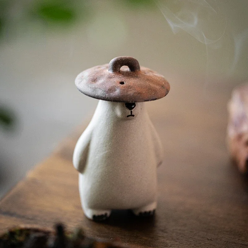 1PCS Little Bear Purple Clay Tea Pet Tea Table Decoration White Section Mud Creative Ceramic Cute Tea Playing Pot Cap