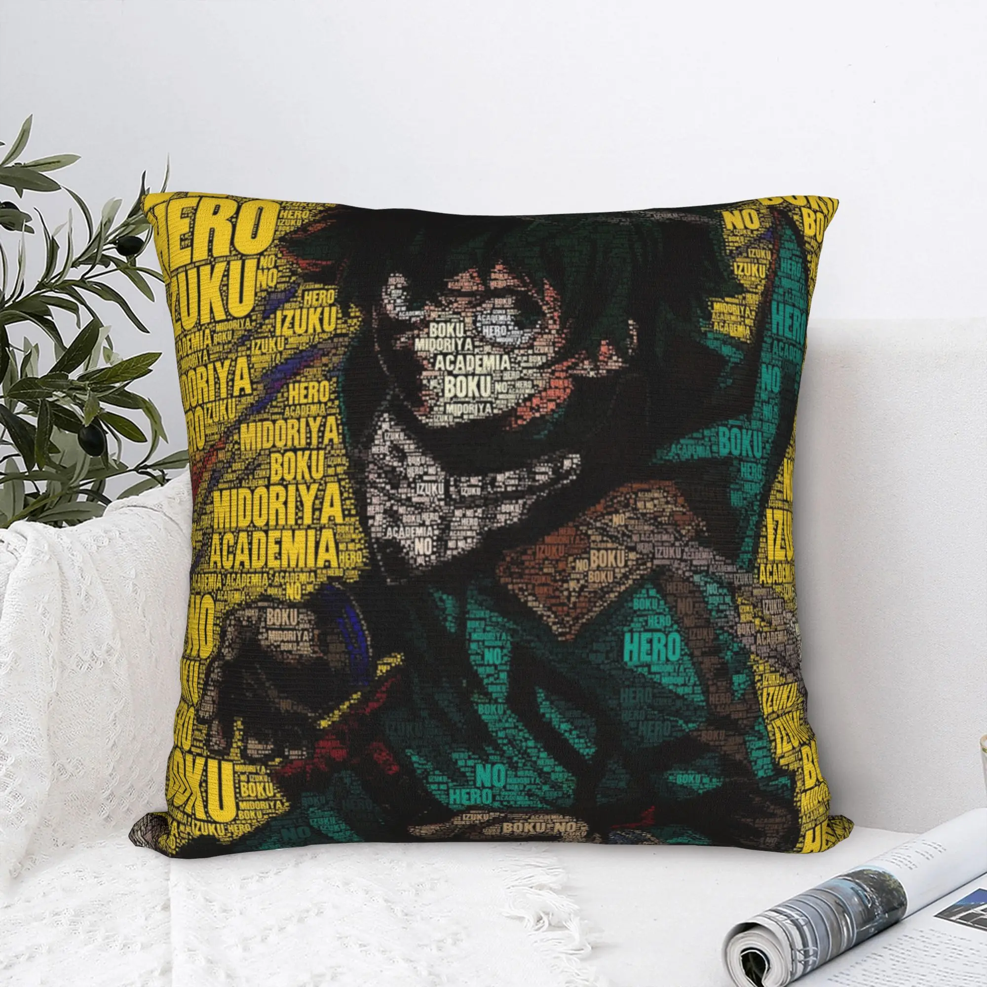 Midoriya Izuku Deku fundas de almohada cuadradas hogar Boku no My Hero Academia Anime Manga Comic funda de cojín decoración fresca funda de almohada