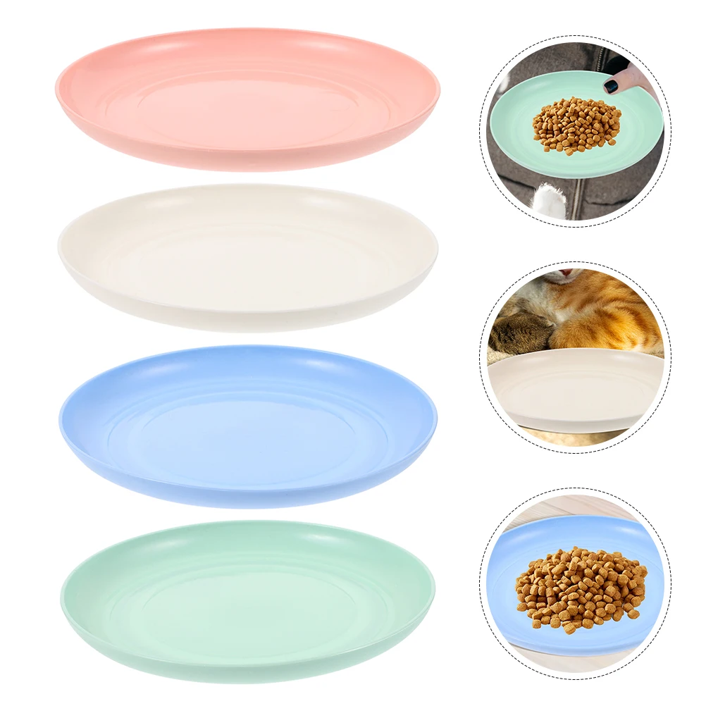 

4 Pcs Cat Food Tray Set Feeding Bowl and Water Bowls Flat Dishes for Japanese-style