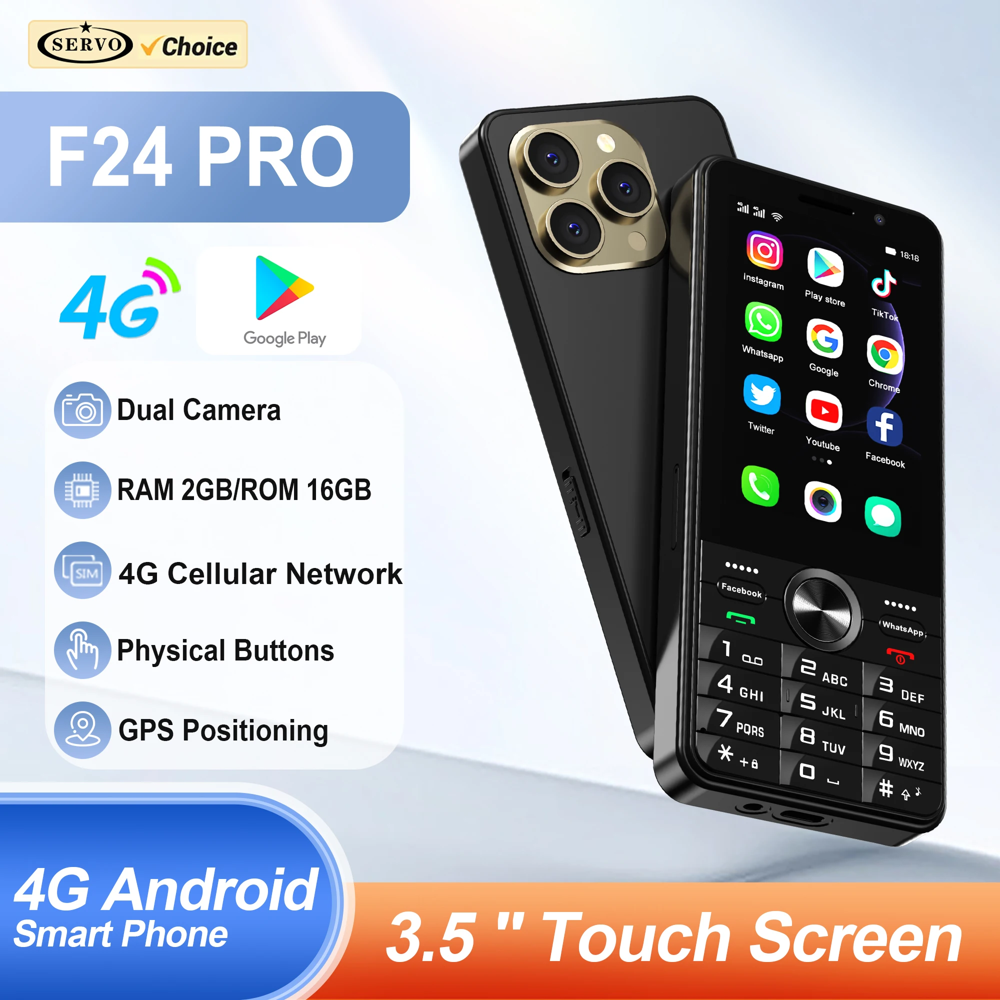 2025 NEW SERVO F24Pro 4G LTE Android Smartphone 2GB RAM 16GB ROM Play Store Wireless FM Radio GPS 3.5