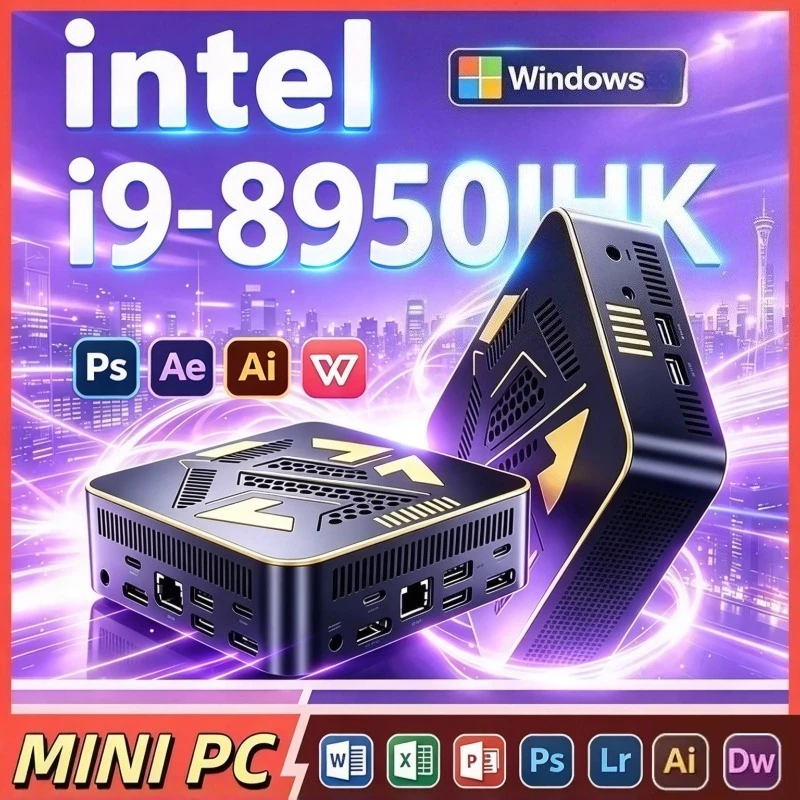 New Mini PC Intel Core I9-8950HK 16GB RAM 4K HDR Output Mini Computer For Home Entertainment Casual Gaming