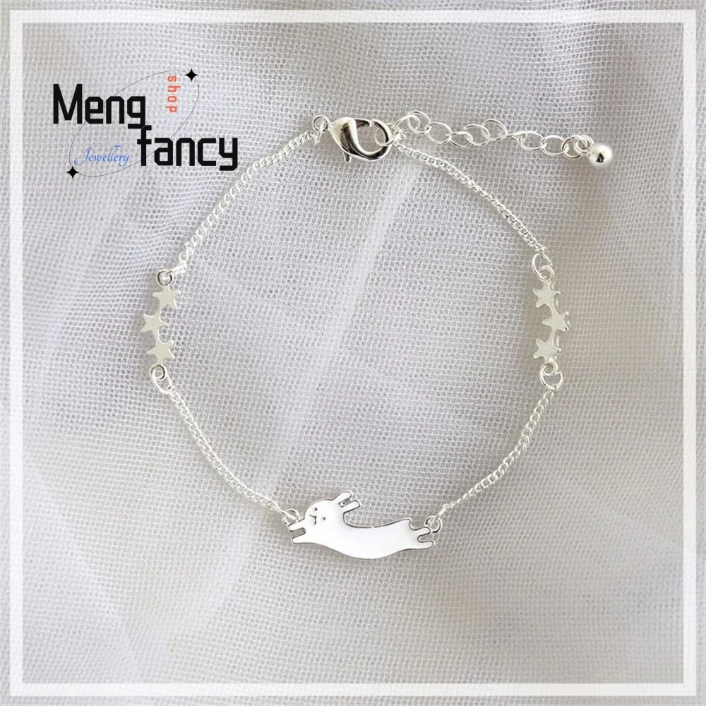 

Cute Girl Heart Star Bunny Sterling Silver Bracelet Exquisite Elegant Simple High-grade Sexy Young Girls Luxury Fashion Jewelry