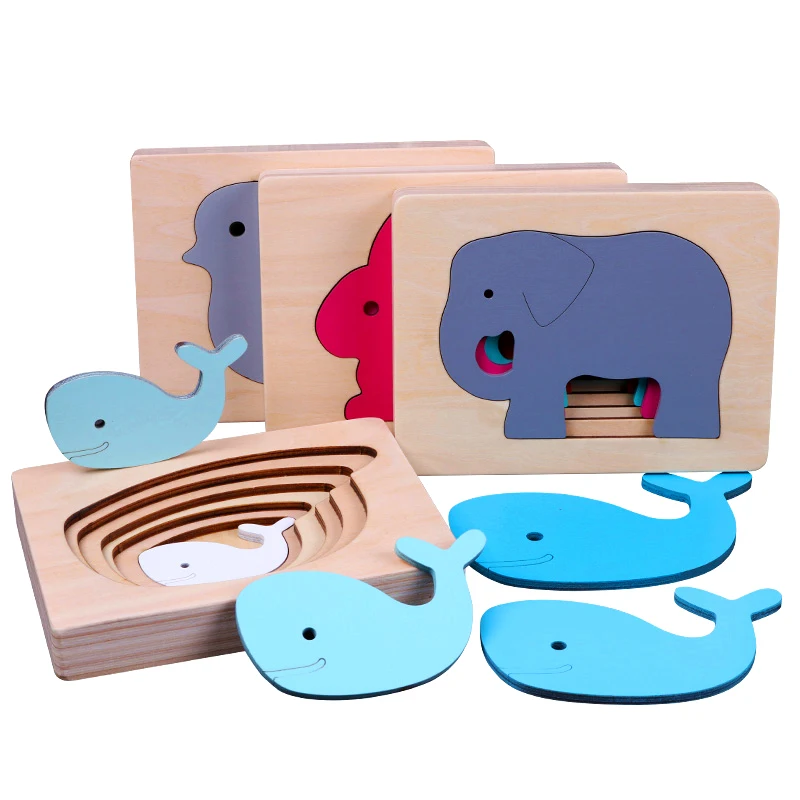 

Новые детские игрушки, картонная коробка с животными, 3D головоломка, многослойная головоломка, детские деревянные игрушки, детский ранний образовательный подарок