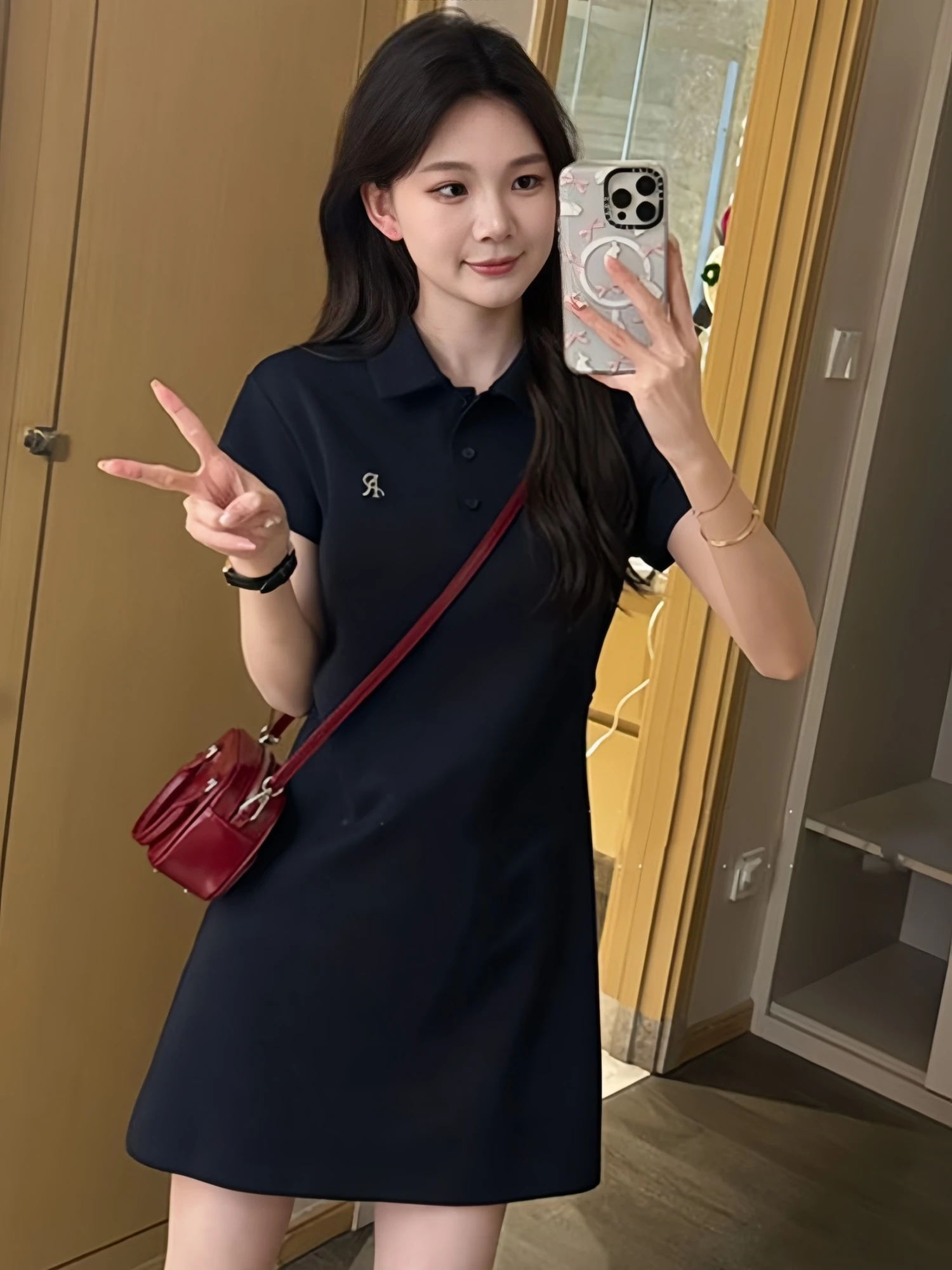 Coréen Sle ort Sve T-shirt Dr col femme taille brodée cintrée été nouveau décontracté Sle Dr